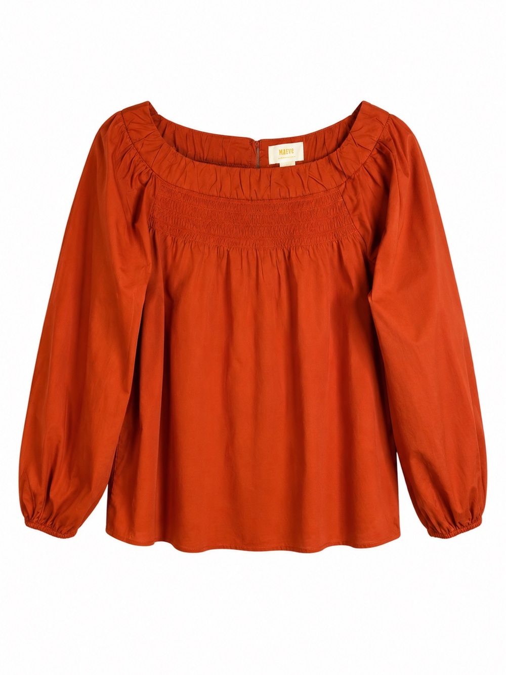 Maeve Anthropologie M Smocked Peasant Blouse Balloon Sleeve Boho Cottage Coastal